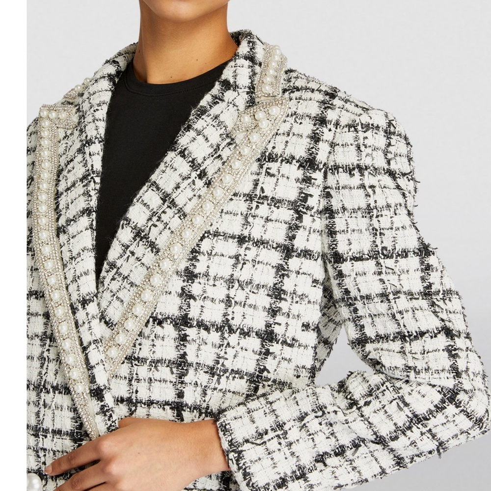 ALICE + OLIVIA 
Brand New Tweed Embellished Justin Blazer size 0 - Picture 2 of 6
